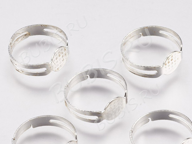 Основа (заготовка) для кольца 085 17мм со сплошной платформой 8мм серебристая (Iron)