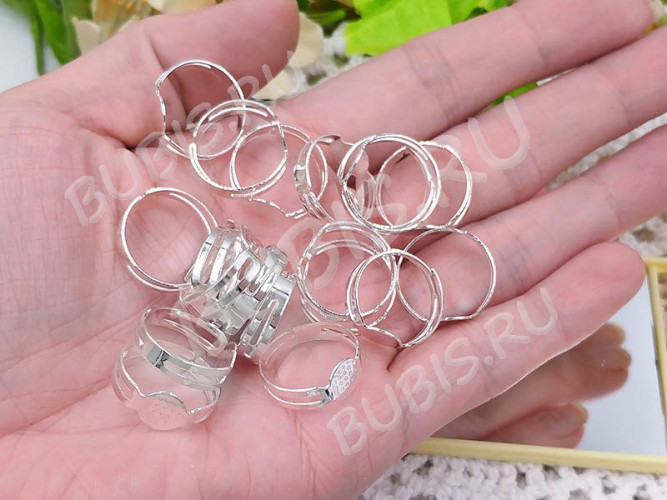 Основа (заготовка) для кольца 085 17мм со сплошной платформой 8мм серебристая (Iron)