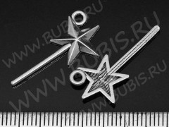 Подвеска Волшебная палочка 01 25,5*12,5*2мм античное серебро (литьё)