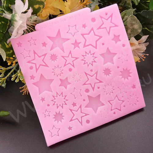 Молд 082 Звезды 110*103*6мм розовый (силикон) (инструменты для моделирования)