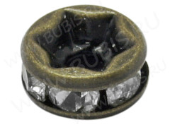 Рондель со стразами 22 6*6*3мм античная бронза и прозрачный (Brass и стекло)