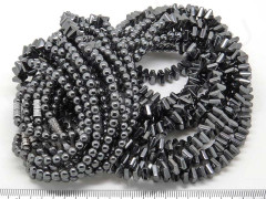 (ОПТ) Бусина Округлая 4мм + Подушечки гранёные 6*6*4мм Гематит (камни) (НИТЬ)