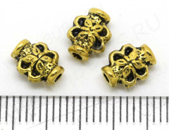 Бусина 121 Трубочка-цветочек 8*6*3мм античное золото (литьё) (10шт.)