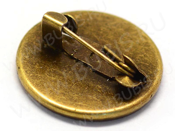 (СКИДКИ!!!) Основа (заготовка) для броши №111 булавка с сеттингом 18мм Круг 19,5*19,5*7,5мм античная бронза (Iron) (10шт.)