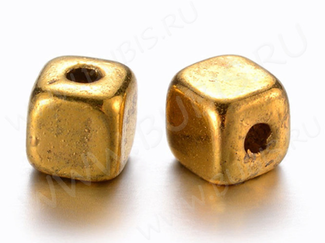 Бусина 103 Кубик маленький 4*4*4мм античное золото (литьё) (10шт.)
