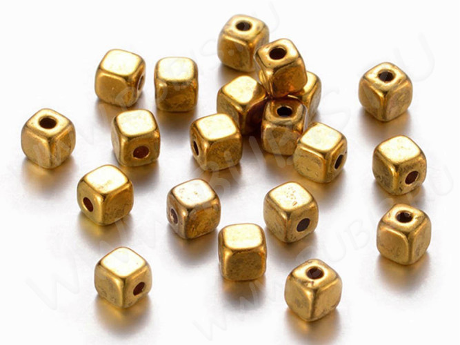 Бусина 103 Кубик маленький 4*4*4мм античное золото (литьё) (10шт.)