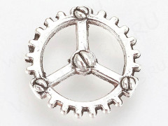 (СКИДКИ!!!) Подвеска Шестерёнка 19 двусторонняя 12*12*1мм античное серебро (литьё) (Steampunk) (10шт.)