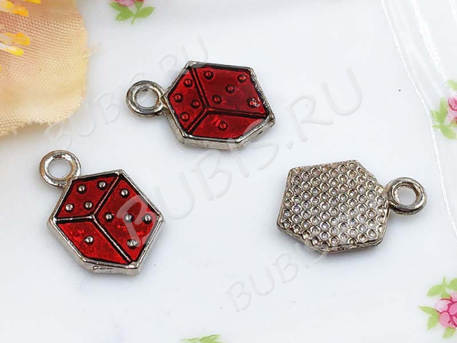 Подвеска Кубик игральный 01 15*9*1,5мм бордовый (цветные подвески)