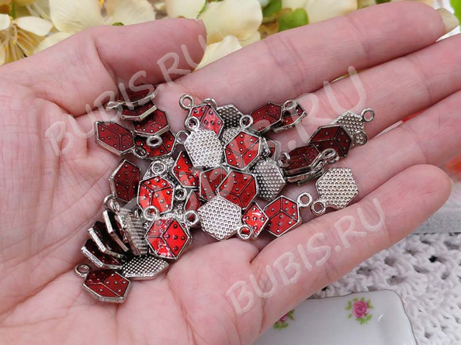 Подвеска Кубик игральный 01 15*9*1,5мм бордовый (цветные подвески)