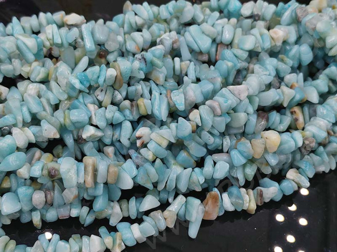 Крошка (галтовка) каменная 244 5-11мм Амазонит натуральный (камни) (нить прим.90см)