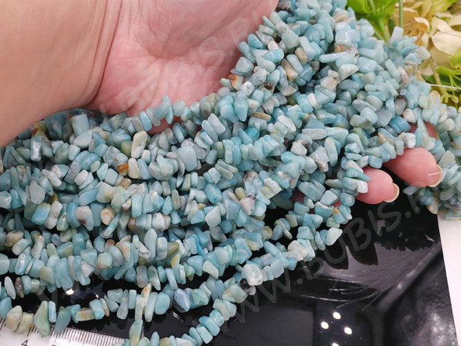 Крошка (галтовка) каменная 244 5-11мм Амазонит натуральный (камни) (нить прим.90см)