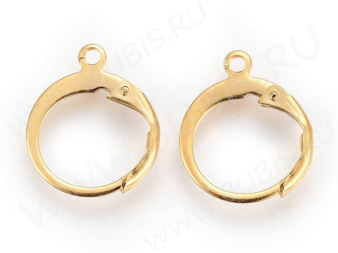 Швензы с французским замком №52-G крабики 14,5*12*1,7мм Real Gold Plated 24K золотистые (Хирургическая сталь) (1 пара)