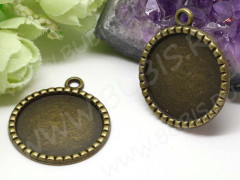 Подвеска-сеттинг Круг 16 с сеттингом 25мм 35*30*2,5мм античная бронза (литьё)