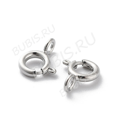 Замочек карабин №116 кольцо круглый 8*5,5*1,5мм цвет платины (Brass)
