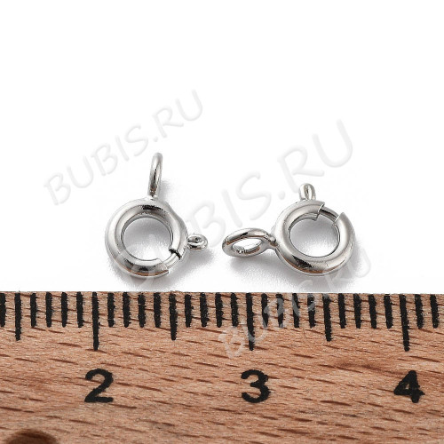 Замочек карабин №116 кольцо круглый 8*5,5*1,5мм цвет платины (Brass)