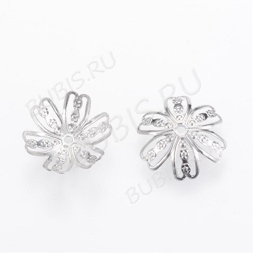 Шапочка тонкая 117 ажурная чашечка 15*14*4мм цвет платины (Хирургическая сталь) (10шт)