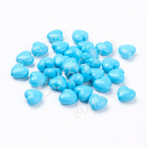 Бусина Сердечко 10 3D 10*10*5,5мм голубое непрозрачное (акрил) (20шт)
