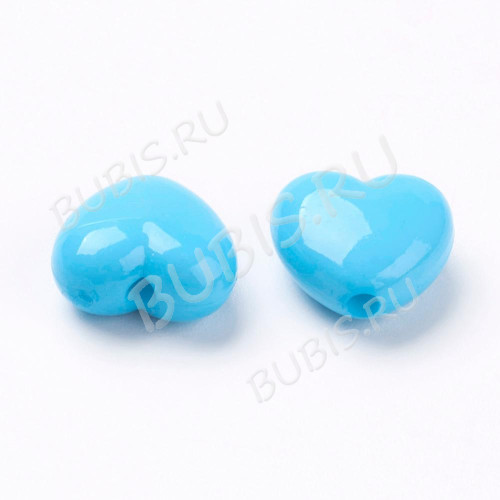 Бусина Сердечко 10 3D 10*10*5,5мм голубое непрозрачное (акрил) (20шт)