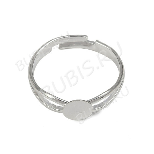 Основа (заготовка) для кольца 180 колечко с площадкой платформой 6мм серебристая (Brass)