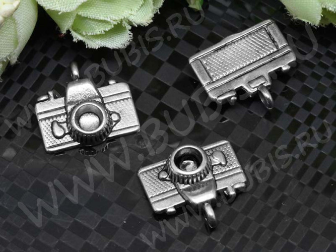 Подвеска Фотоаппарат 05 3D 14,5*13*3,3мм античное серебро (литьё)