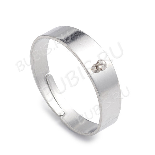 Основа (заготовка) для кольца 183 с петелькой колечком цвет платины (Хирургическая Сталь)