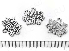 Подвеска Надпись 01 World`s Greatest MOM 16*14*1,8мм античное серебро (литьё)