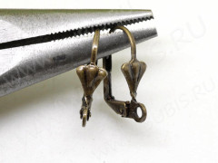 Швензы с французским замком №43 &quot;Ракушка&quot; 17*11,5*5,5мм античная бронза (Brass) (1 пара)