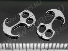 156 Тоггл-крючок для шнура Якорь 26*16*3,5мм цвет платины (сплав)