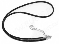 Шнур с замочком 09 &quot;замшевый&quot; плоский 2,5*1мм черный (45см)