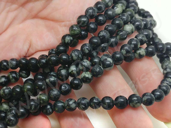 (ОПТ) Бусина округлая 6мм Офит (Серпентин) (камни) (НИТЬ)