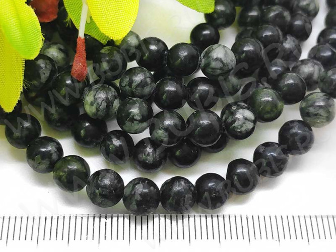 (ОПТ) Бусина округлая 6мм Офит (Серпентин) (камни) (НИТЬ)