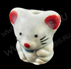 076 Бусина Фарфоровая Мышка 18*16,5*12,5мм СЕРАЯ