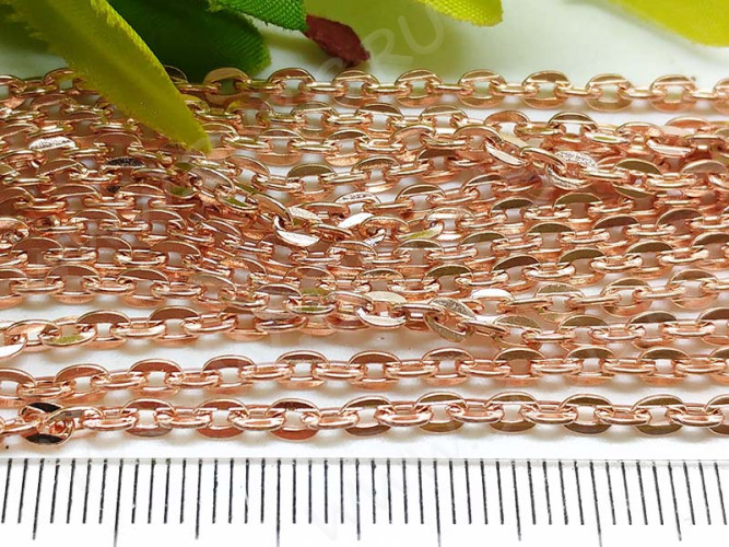 Цепочка I062 с плоским звеном 3,5*2,5мм розовое золото (Iron) (50см)