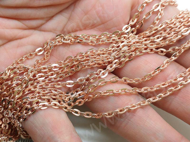 Цепочка I062 с плоским звеном 3,5*2,5мм розовое золото (Iron) (50см)