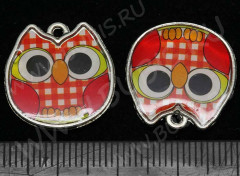 Подвеска Сова 13 двусторонняя с картинкой 19,2*18,7*2,3мм цвет 03 (цветные подвески)