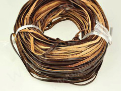 Шнур кожаный 53 полоска односторонний 7*2мм темно-коричневый (1м)