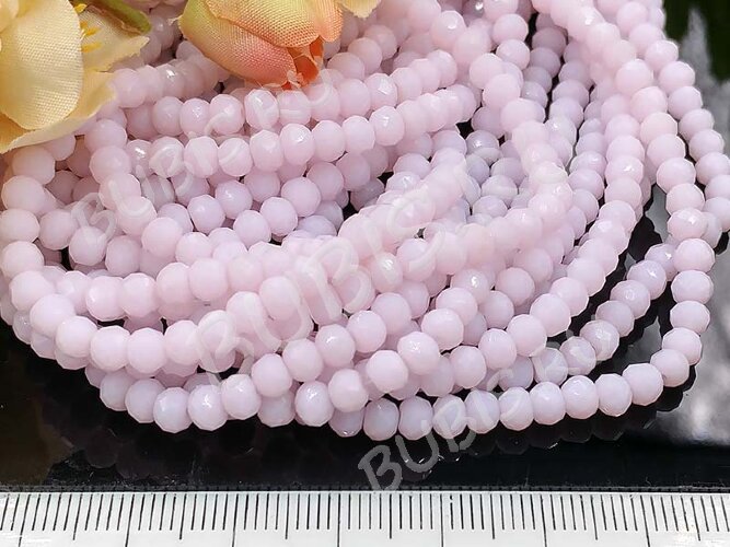 (СКИДКИ!!!) Бусина кристалл гранёный абакус 4,3*4*3,5мм св.розовый непрозрачный (имитация Сваровски) (100шт.)