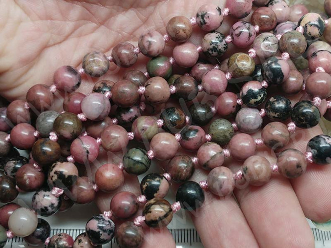 (ОПТ) Бусина округлая 6мм Родонит (камни) (НИТЬ)