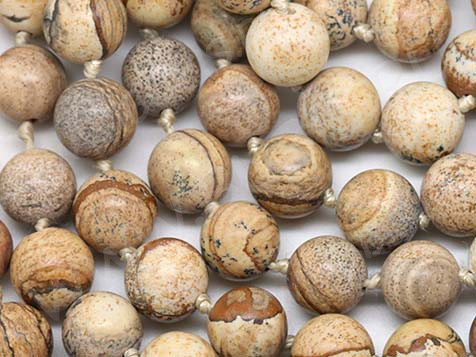 (ОПТ) Бусина округлая 12мм Яшма Пейзажная натуральная (камни) (НИТЬ)