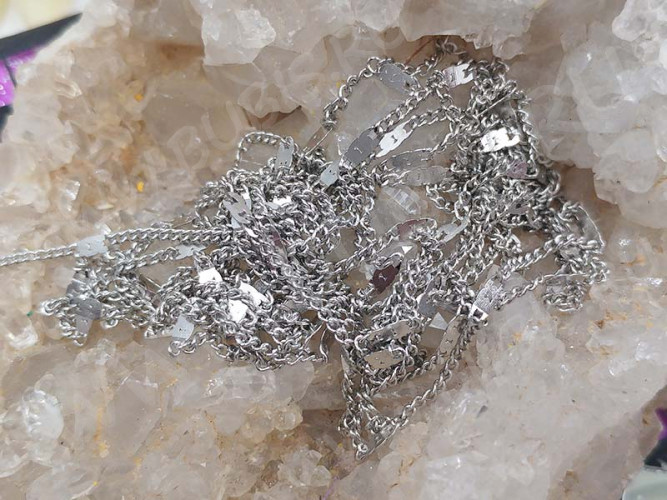 Цепочка C24 кручёная со вставками звено 2*1,5мм и вставка 4*1,8мм цвет платины (Brass) (50см)