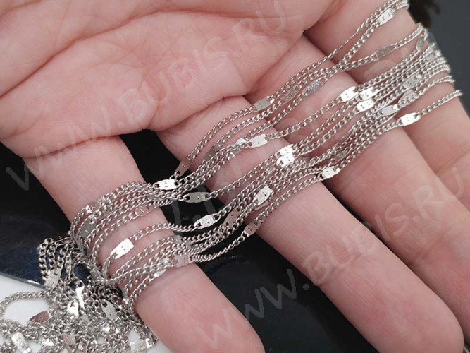 Цепочка C24 кручёная со вставками звено 2*1,5мм и вставка 4*1,8мм цвет платины (Brass) (50см)