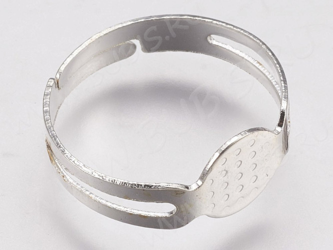 (СКИДКИ!!!) Основа (заготовка) для кольца 085 17мм со сплошной платформой 8мм серебристая (Iron) (10шт.)