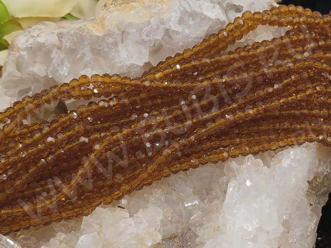 (СКИДКИ!!!) Бусина кристалл гранёный абакус 3*3*2мм св.коричневый прозрачный (имитация Сваровски) (НИТЬ)