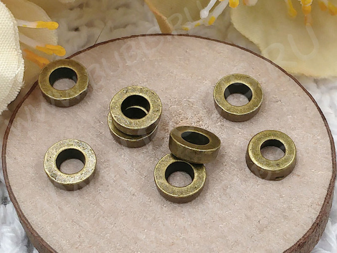 Рондели 057 кольца 6*6*2мм античная бронза (литьё) (10шт.)