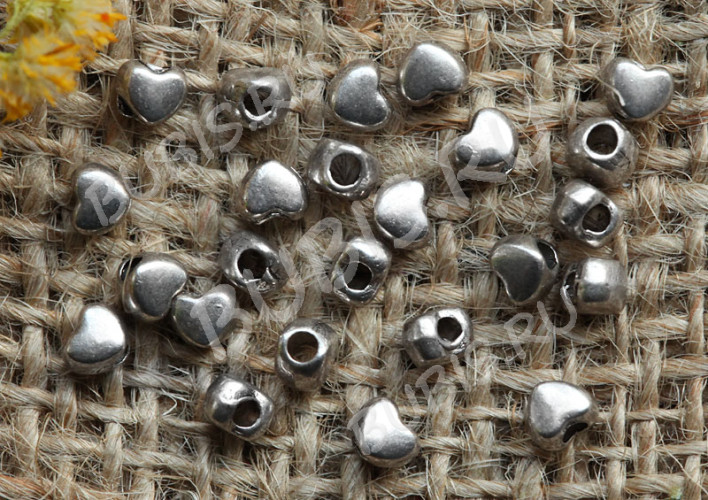 (СКИДКИ!!!) Бусина 091 Сердечко маленькое 4*3*3мм античное серебро (литьё) (50шт.)