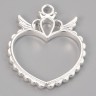 Купить Подвеска Рамка 27 Сердце с крыльями 37*30*3,4мм серебристая (литьё) с доставкой по России