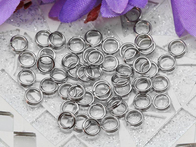 (СКИДКИ!!!) Колечки двойной крутки 6мм цвет никель (Iron)(100шт)