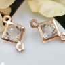 Купить 354 Коннектор Ромб с кристаллом 18*11*6,5мм светлое розовое золото и прозрачный (Iron и стекло) с доставкой по России