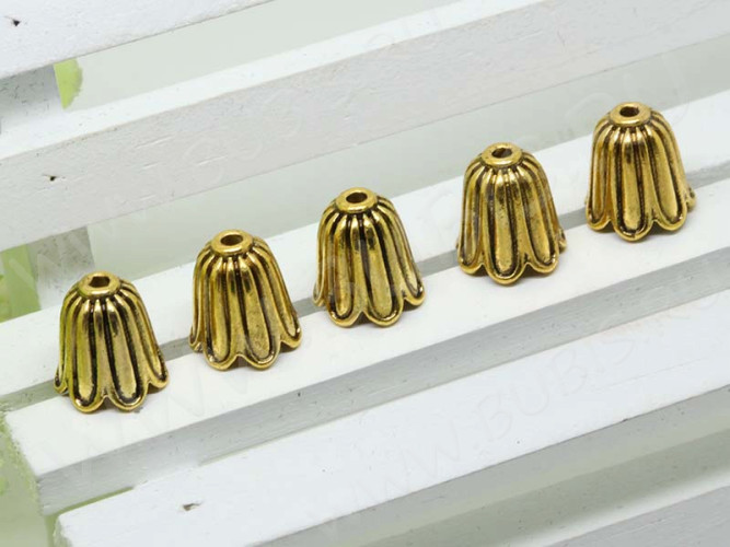 151 Шапочка Тюльпанчик 10,7*10,6*10,6мм античное золото (литьё)