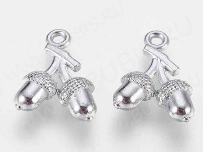 Подвеска Жёлуди 03  16,5*11*4мм цвет платины (литьё) (10шт)